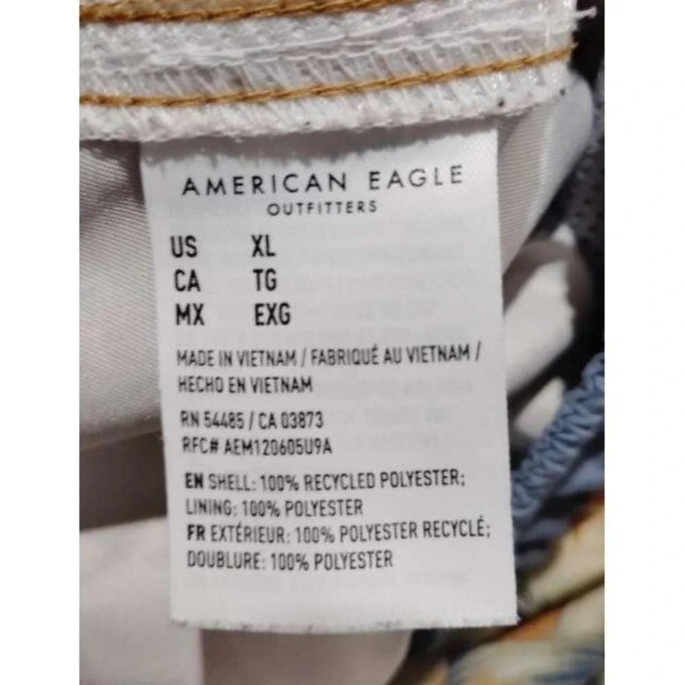 American Eagle Outfitters‎ Mens Swim Trunks Tropical Floral XL Blue Waistband